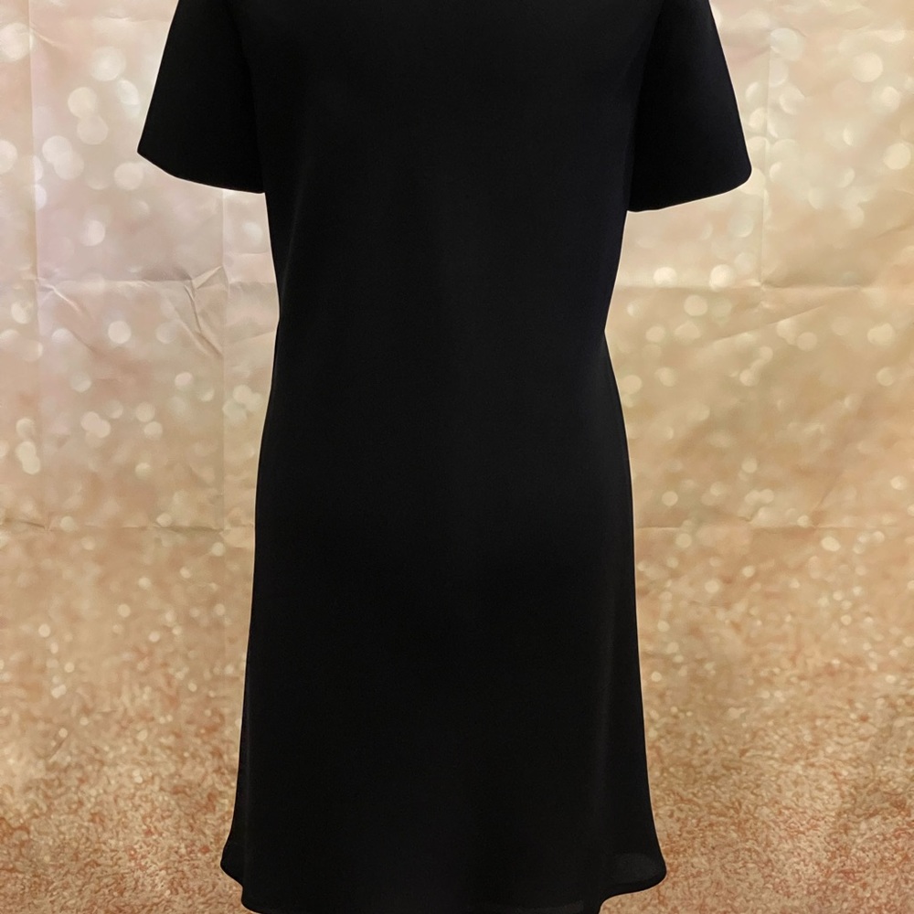 Liz Claiborne 4 Square Neck Button Side Accent‎ Knee Length Black Dress - Picture 6 of 8